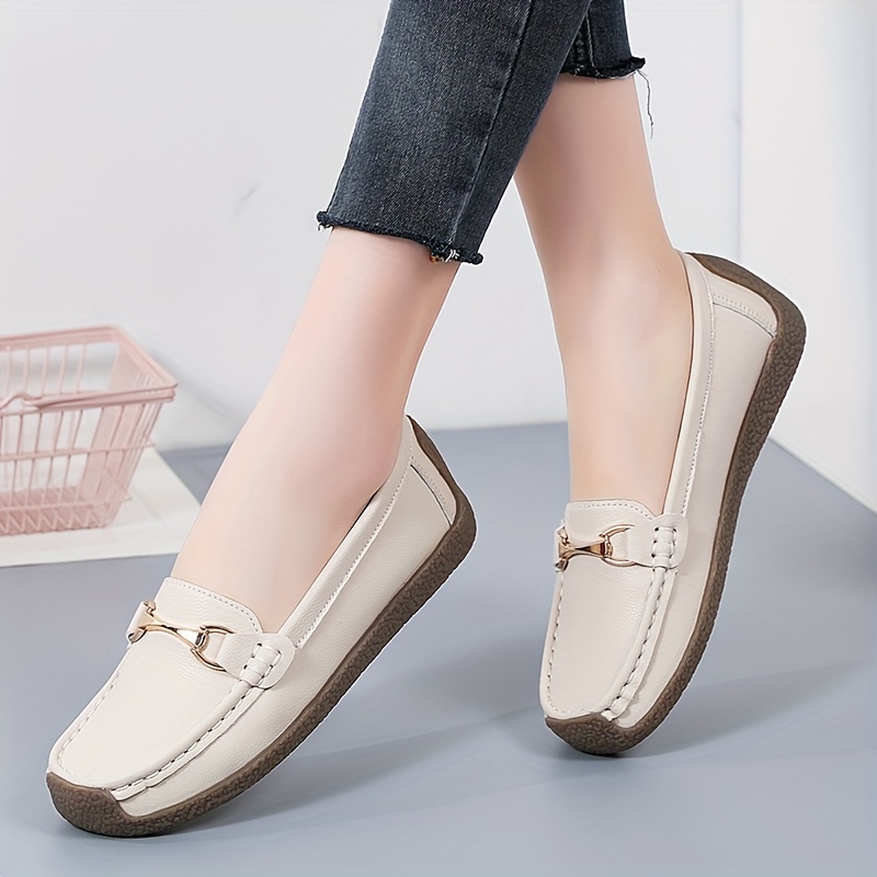 Women s Metal Decor Flat Shoes Lightweight Closed Toe Slip On Shoes Women s Casual Shoes