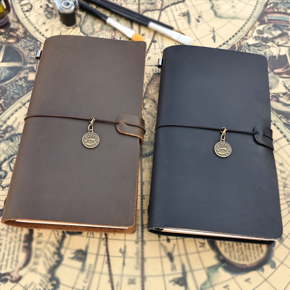 Pocket Travelers Notebook, Refillable Leather Travel Journal for