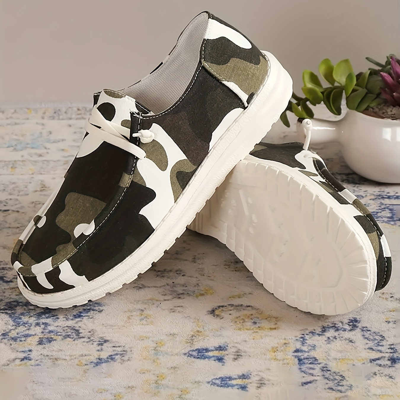 Womens slip on camo on sale shoes