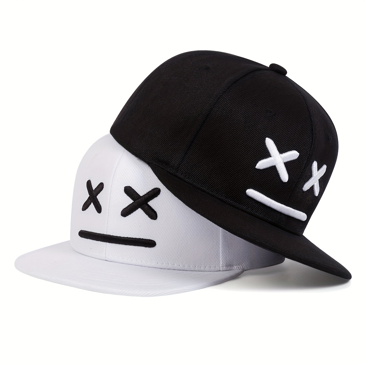 

Xx Embroidery Unisex Baseball Cap Black & White Hip Hop Snapback Hats Breathable Adjustable Sun Hat For Women & Men