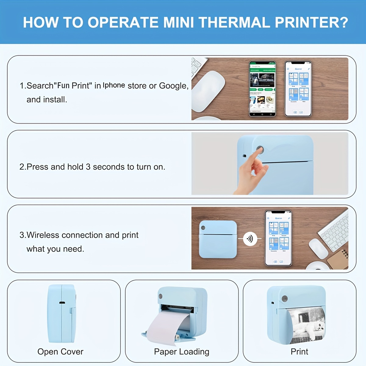 Pocket Mini Printer Portable Wireless Thermal Photo Printer - Temu
