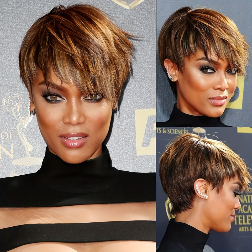 Natural Black Gray 99j 13*4 Lace Frontal Short Pixie Cut Wig