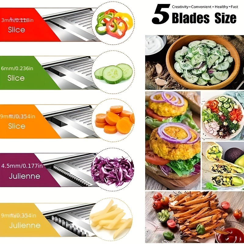 Mandoline Slicer (Adjustable) - 5 Blades - Vegetable Cutter