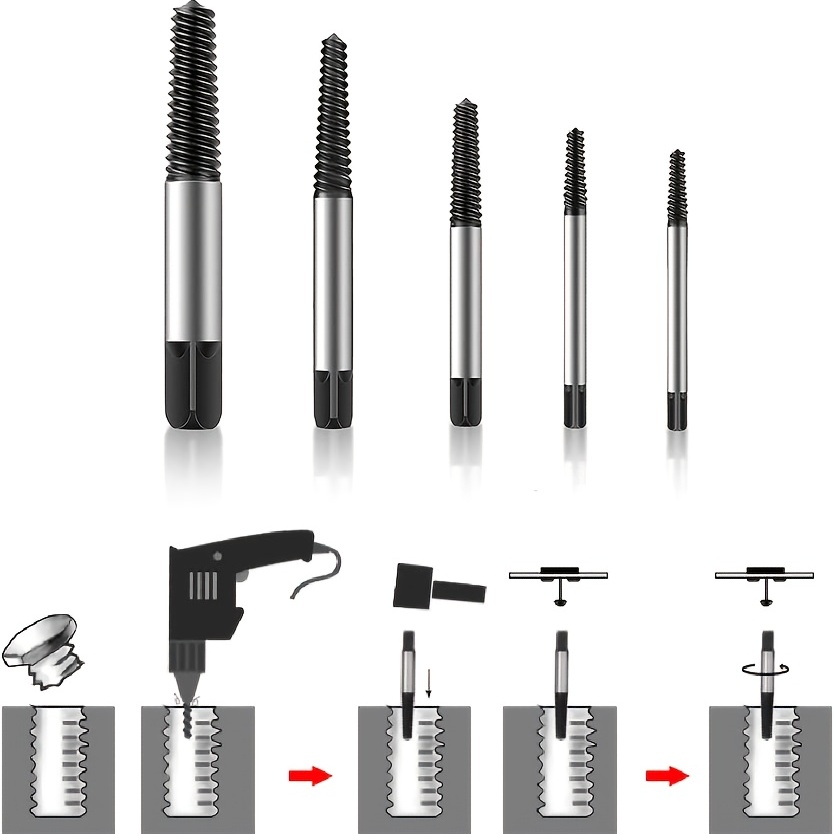 screw extractor set 5 6pcs broken bolt extractor kit bolt extractor set stripped screw remover for m4 m18 1 8 3 4 thread broken stud v br08