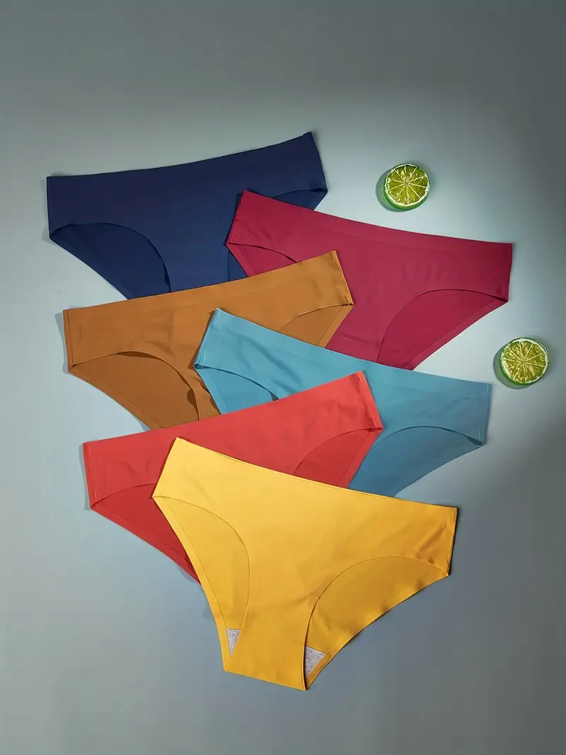 Mixed Color Bikini Panties Comfy Seamless Low Waist - Temu