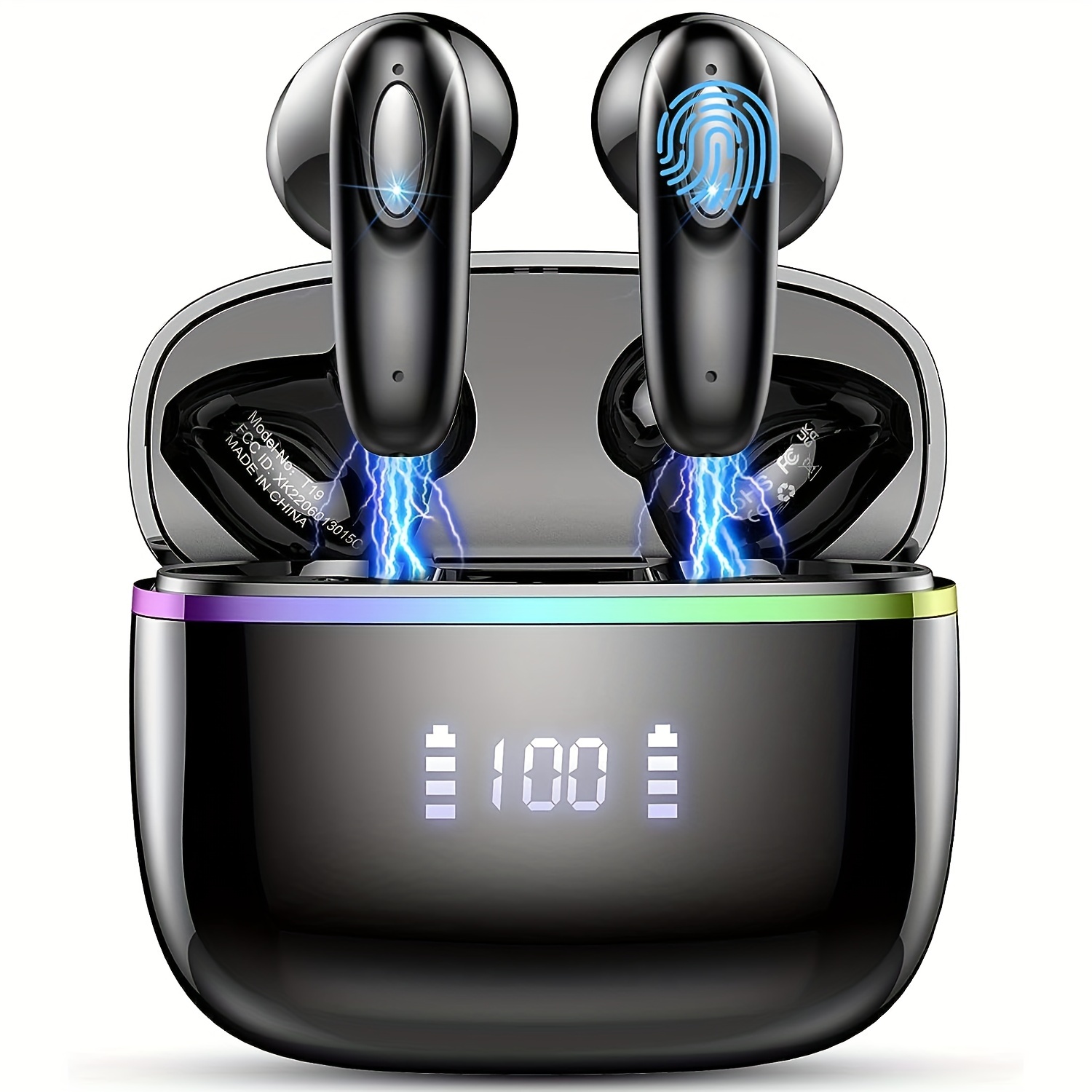 Auricular Bluetooth inalámbrico con micrófono integrado 400 mAh pantalla de  batería estuche de carga 55 horas de reproducción, auricular Bluetooth