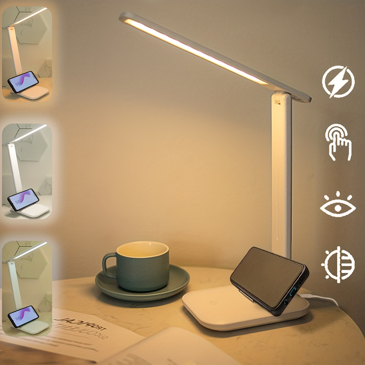 Lampe de Bureau, lampe table LED 3 modes d'éclairage et capteur