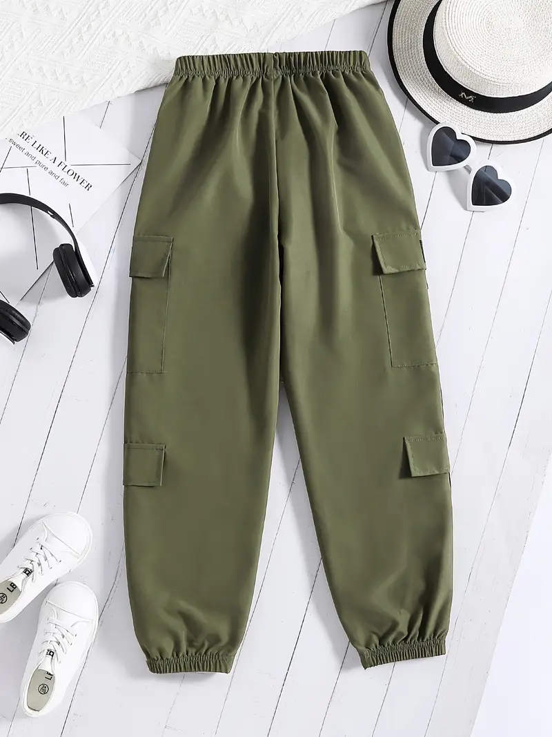 Girls Street Style Multi pocket Casual Sports Cargo Pants - Temu