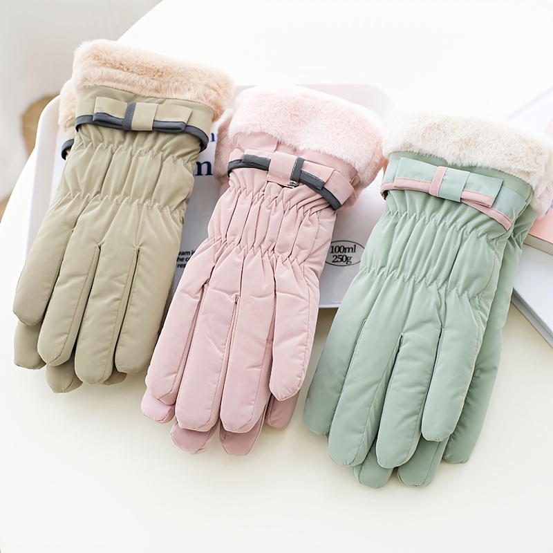 Guantes de cuero de invierno para mujer, con pantalla táctil, guantes  cálidos de piel de cordero