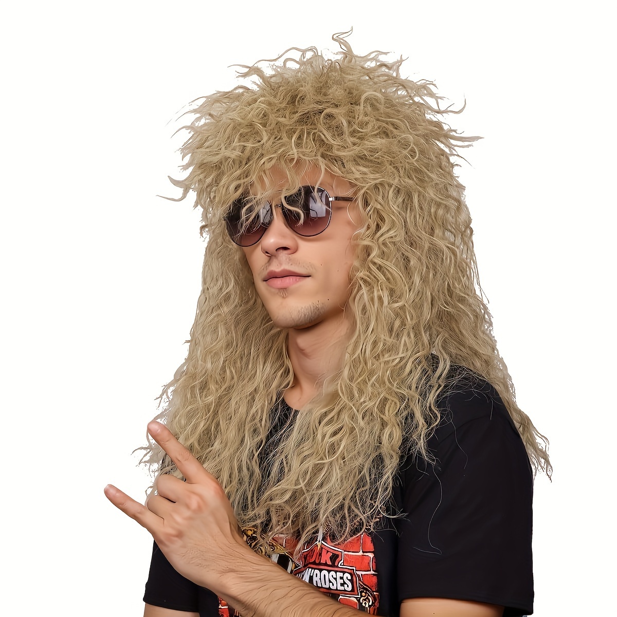 Blonde crimped 80s wig hotsell