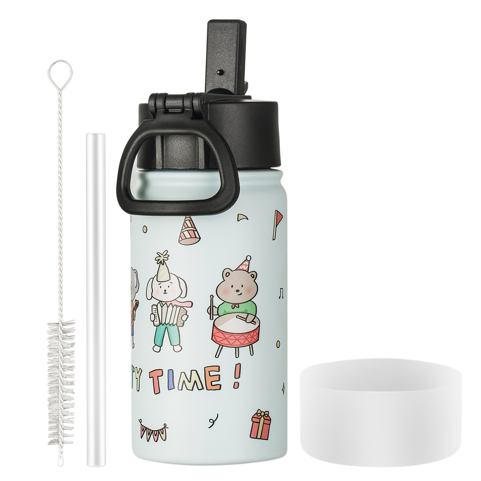 Cartoon Astronaut Vacuum Flask With Straw Stainless Steel - Temu