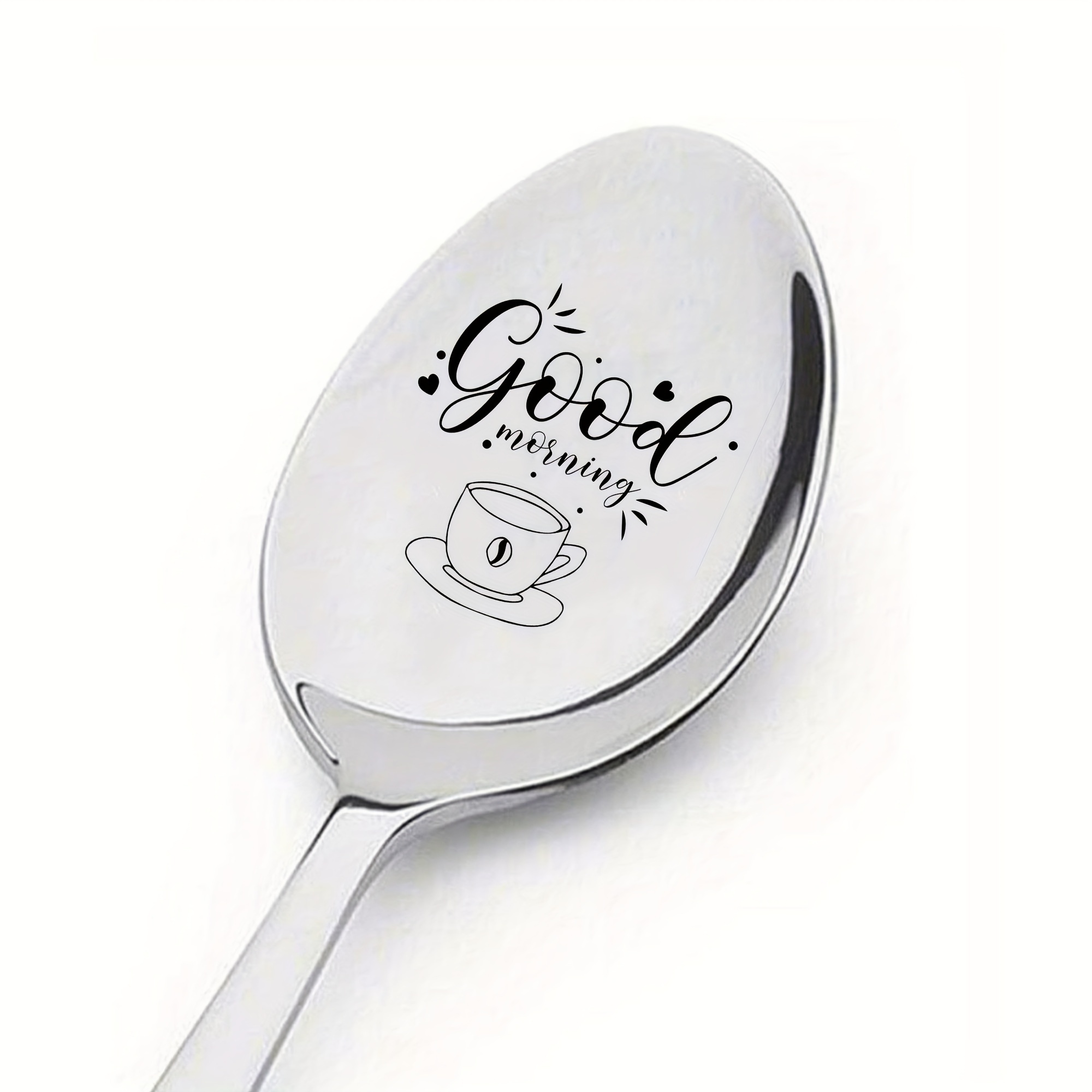 Image of 1 "" And Teacup Engraved Spoon, Designed For Teahouses, Home Use, Gifts For , Family, Colleagues, And