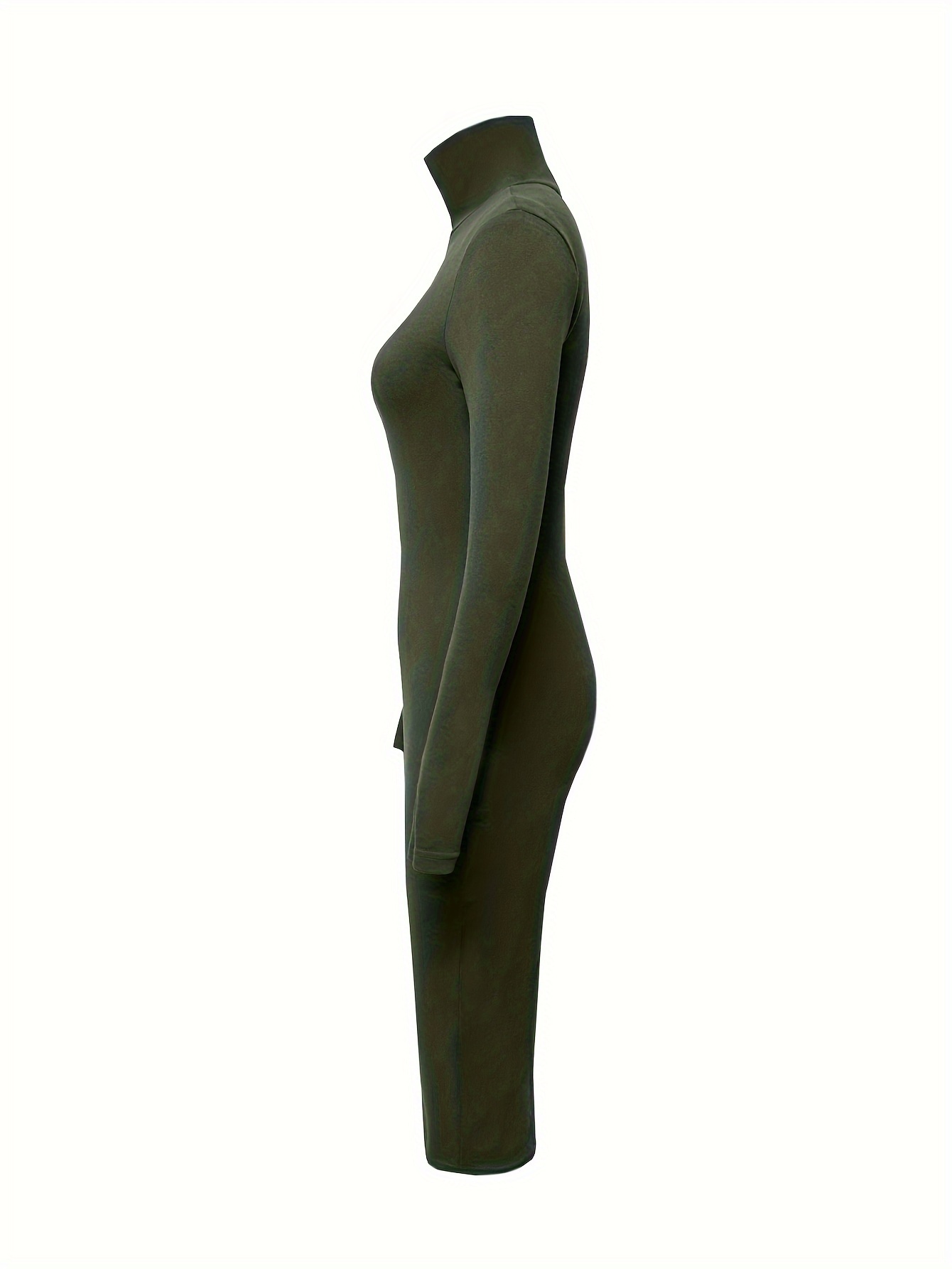 knee length dresses for ladies Long Sleeve Turtleneck Midi Dress – OGLmove main image 0