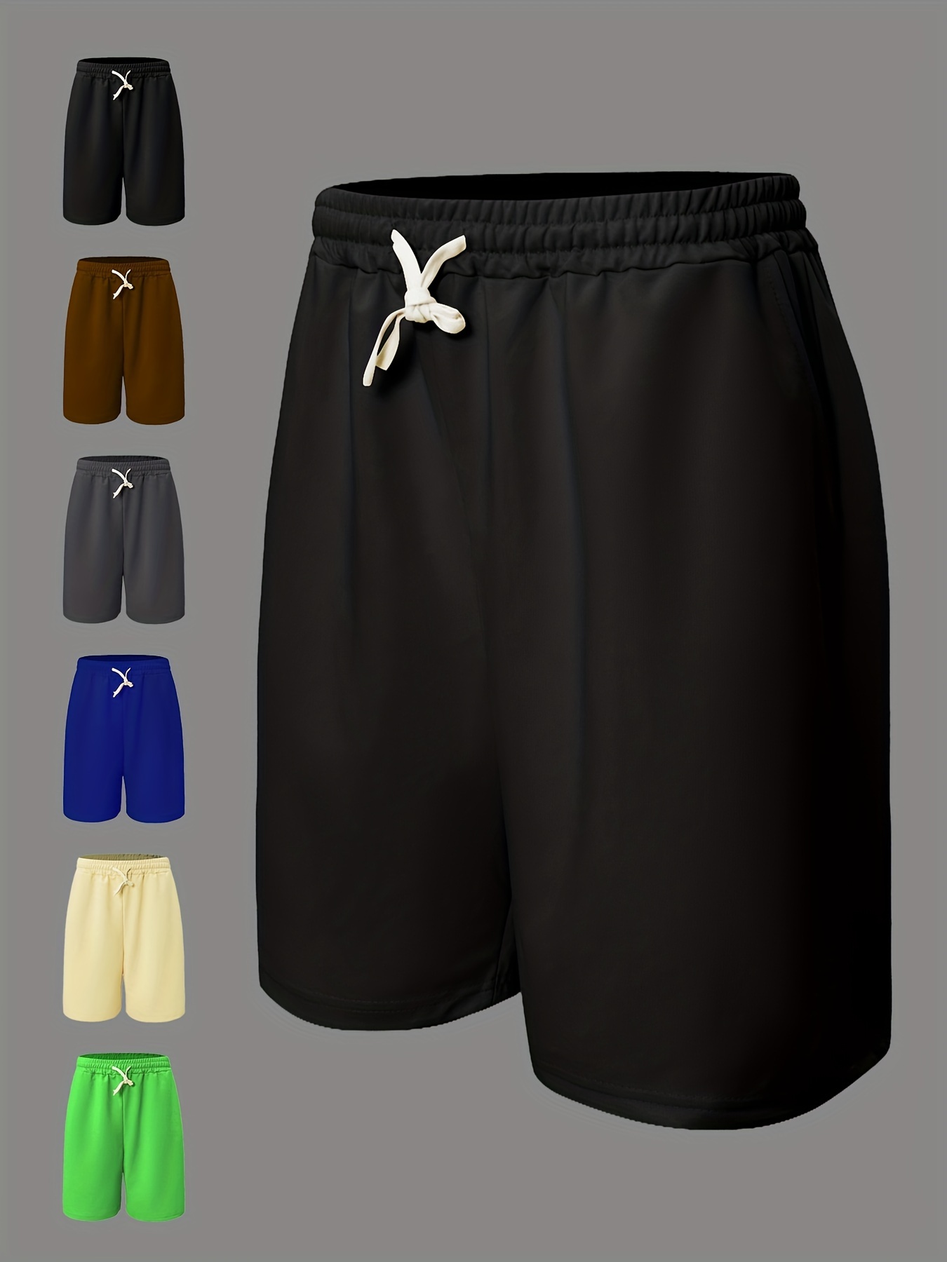 Manfinity Basics Men Slant Pocket Drawstring Waist Solid Shorts