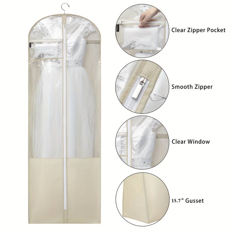 Premium Wedding Dress Garment Bag - 72 Inch Long Gown Storage & Travel Bag With Shoe Bag
