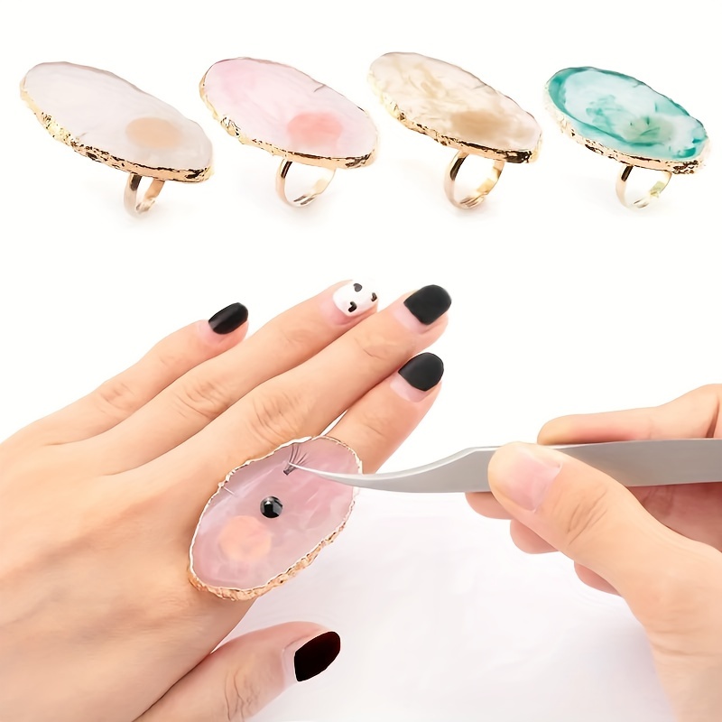 1pcs Multi Shape Resin Agate Stones Nail Art Palette Finger Ring Gel Polish  Pallet Color Mixing Display Shelf DIY Manicure Tools - AliExpress