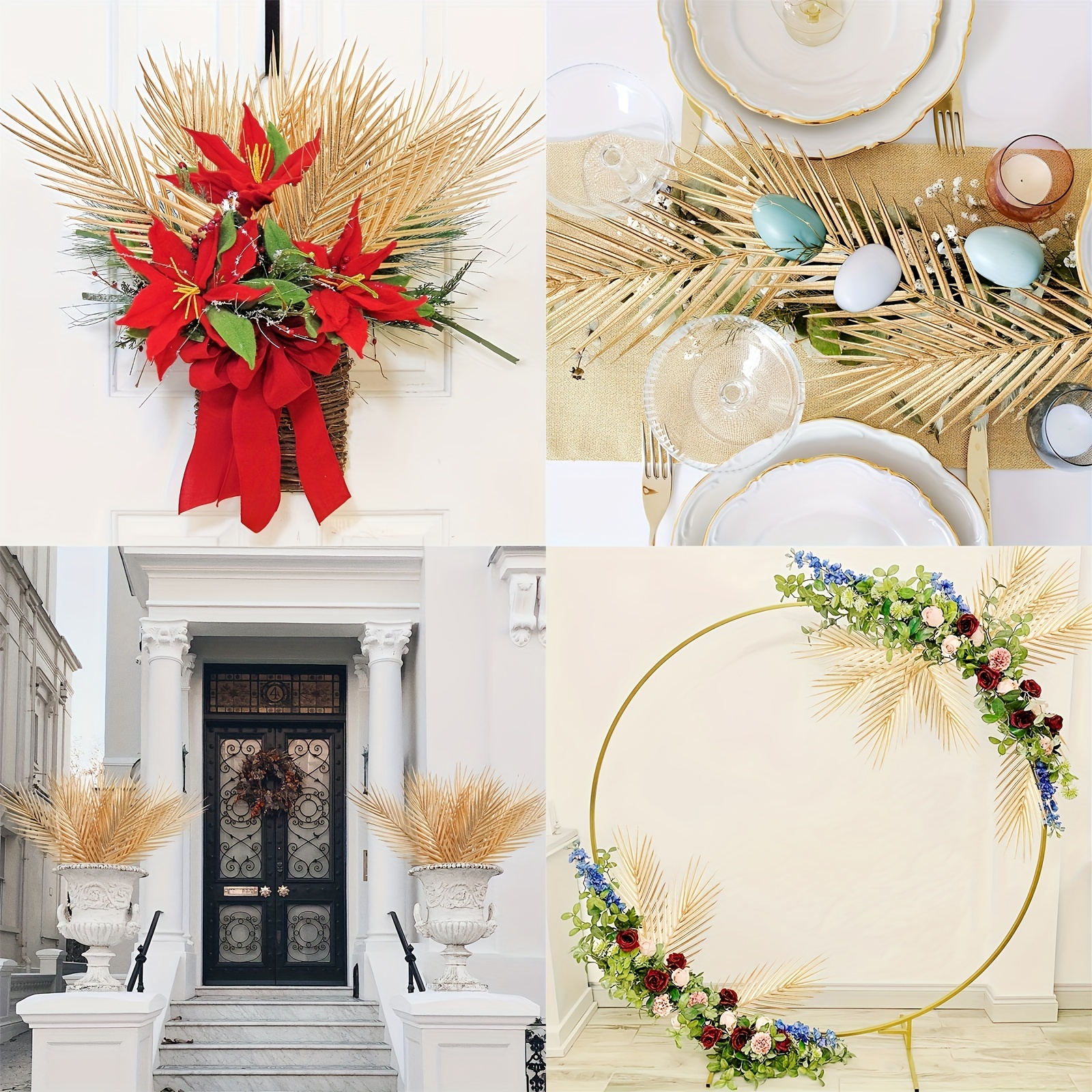 6pcs Artificial Golden Palm Leaves- 19.4 Realistic Golden Plants Leaf Fake  Gold Tropical Palm Leaf Faux Gold Leaves Decorations For Balloon Garland D