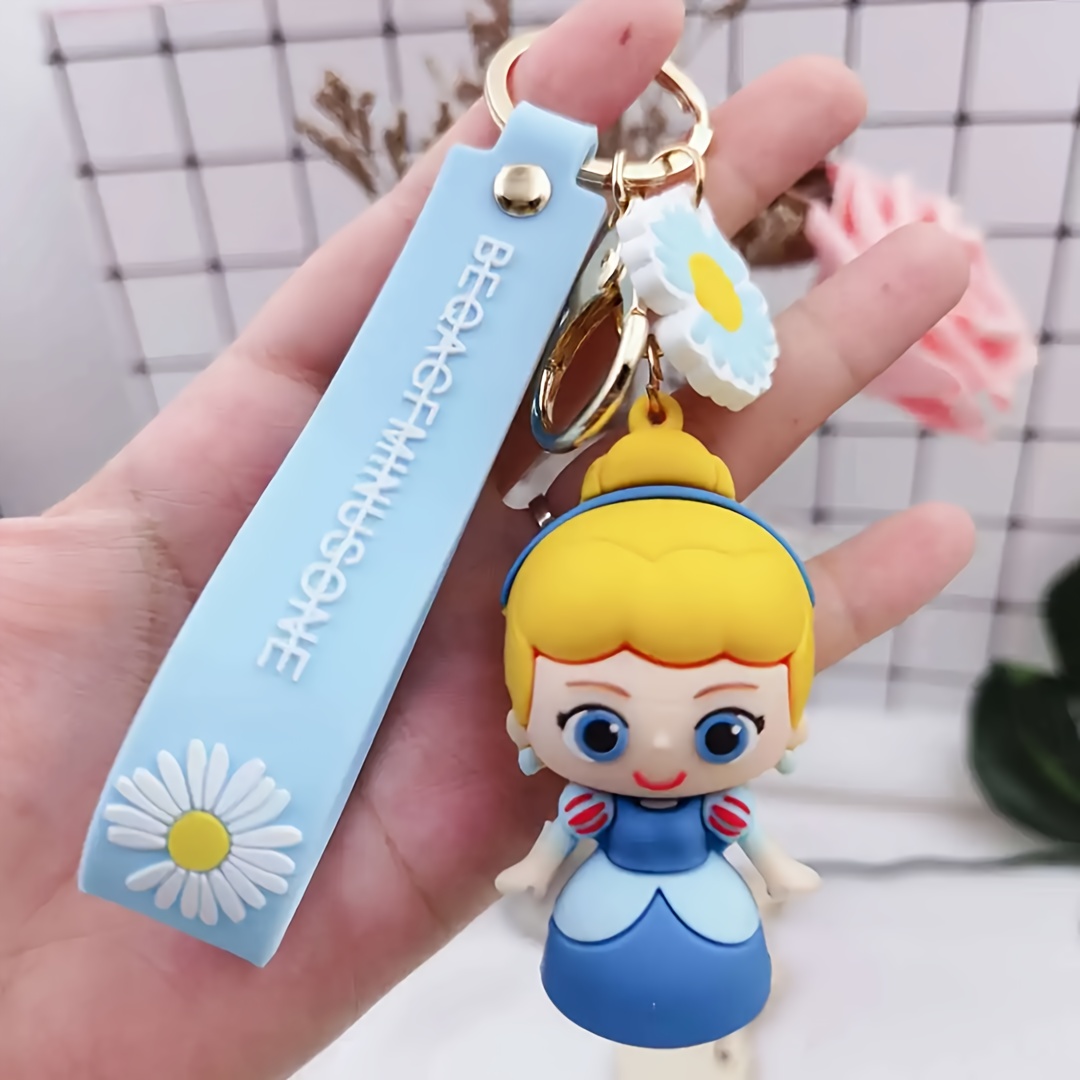 Disney Princess Snow White Elsa Anime Cartoon Pendant Keychain Holder Car  Keyring Mobile Phone Bag Hanging Jewelry Kids Gifts