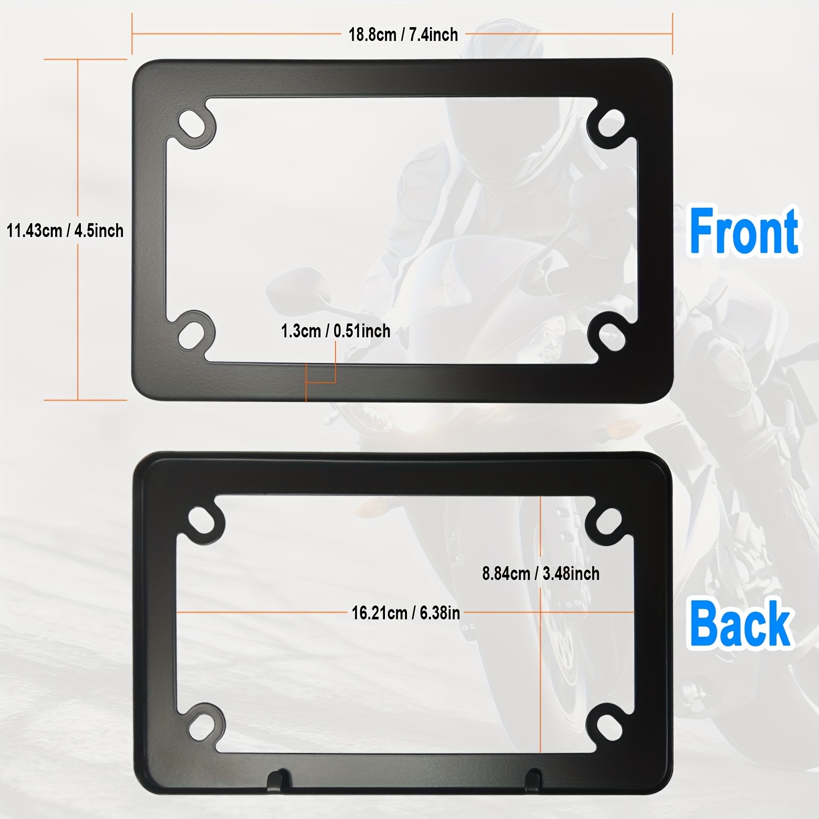 Durable Black Aluminum Motorcycle License Plate Frame Make - Temu