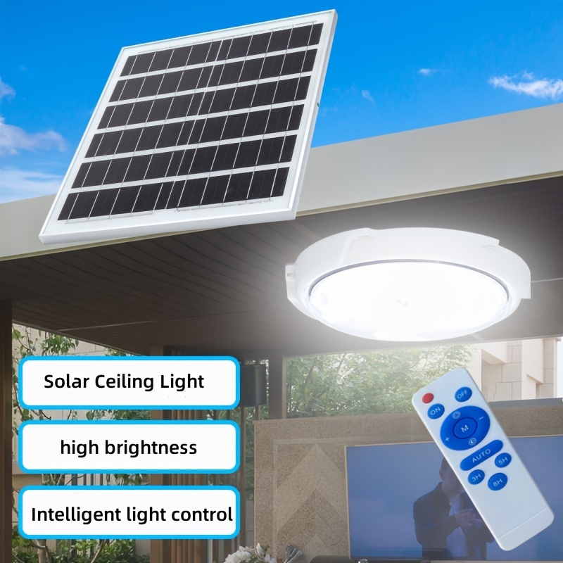 Luz de techo exterior con Panel Solar, luces de Control remoto, potente  lámpara Solar para sala