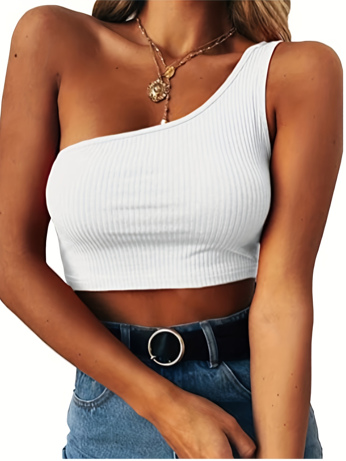 Sexy Cut Out Crop Halter Top, Casual Solid Strapless Sleeveless Fashion  Super Crop Tank Top, Women's Clothing
