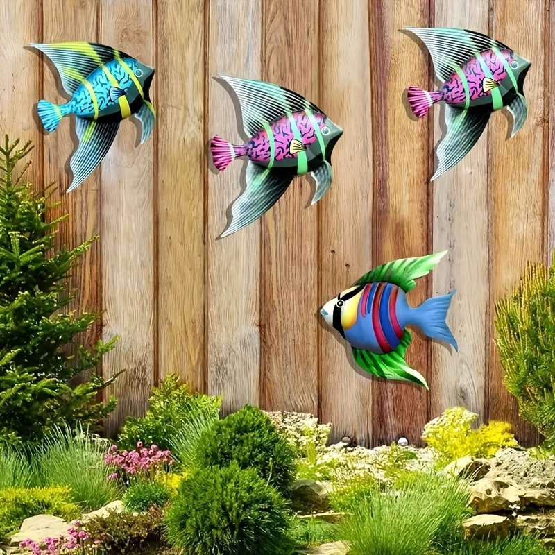 Metal Fish Decoration 3d Tropical Fish Outdoor Sculpture - Temu