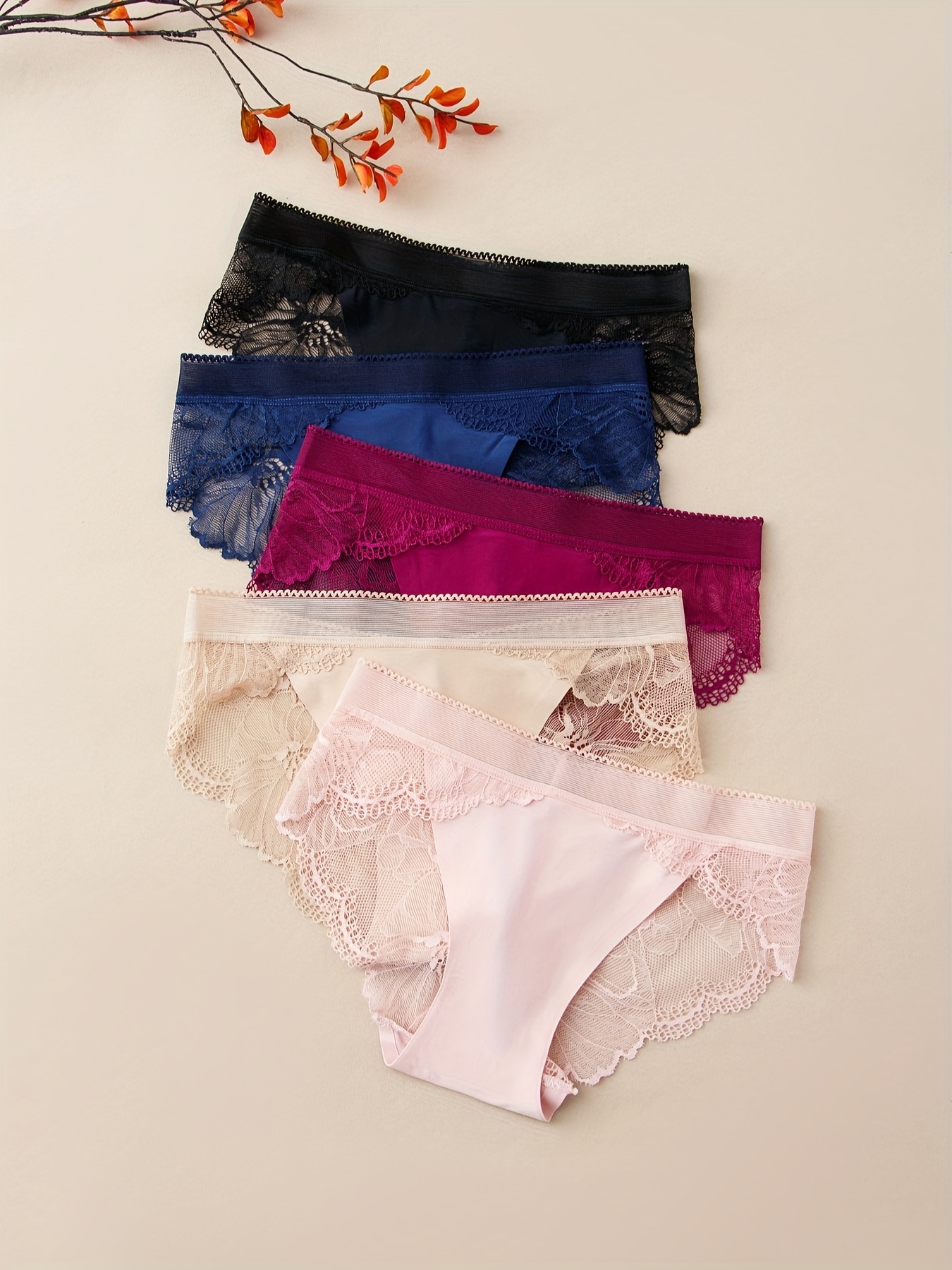 5 Pcs Women's Panties Seamless Perspective Underwear Women See-Through  Thongs