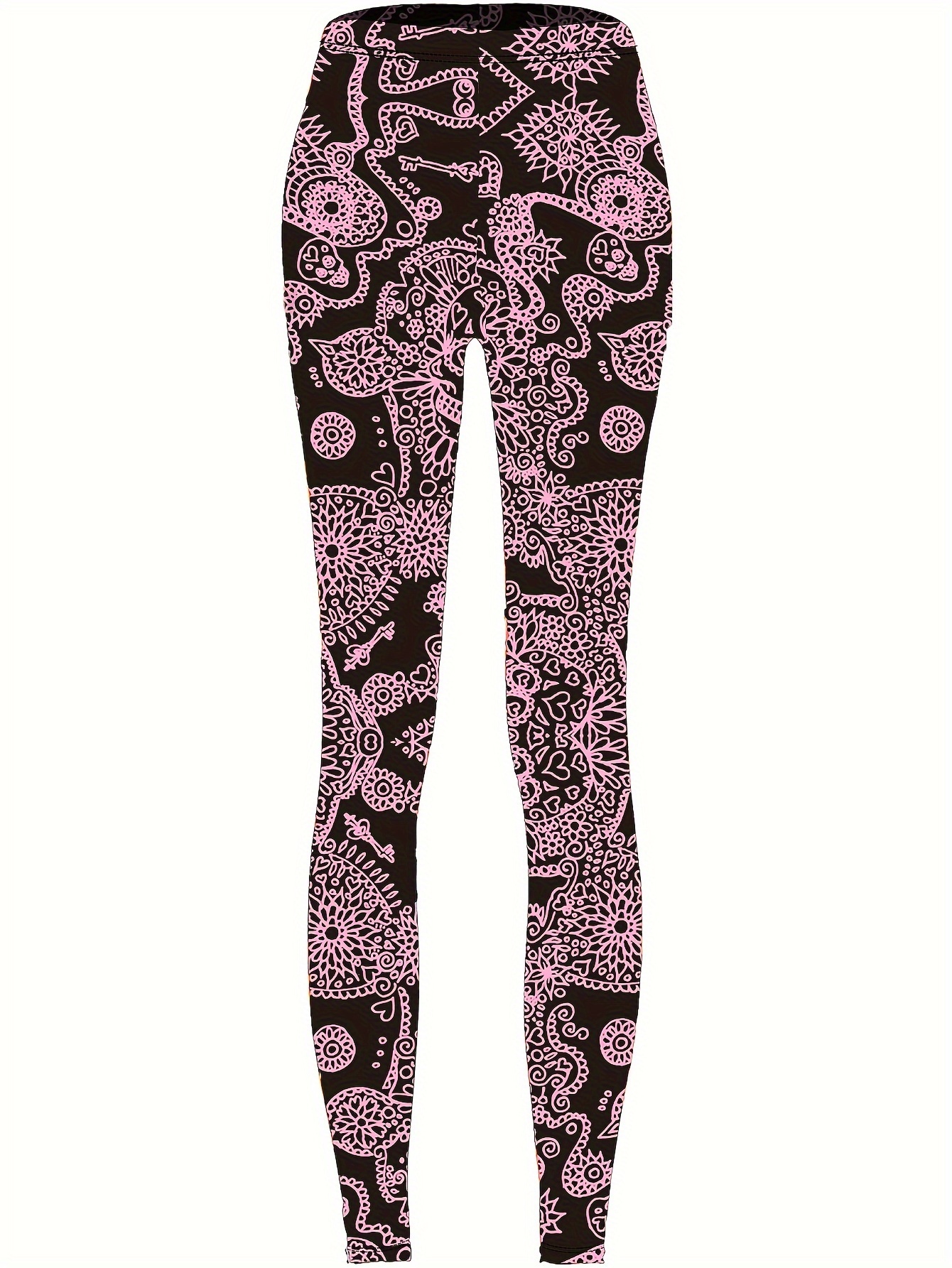 Graphic Print Skinny Leggings Casual Elastic Waist Stretchy Temu Canada