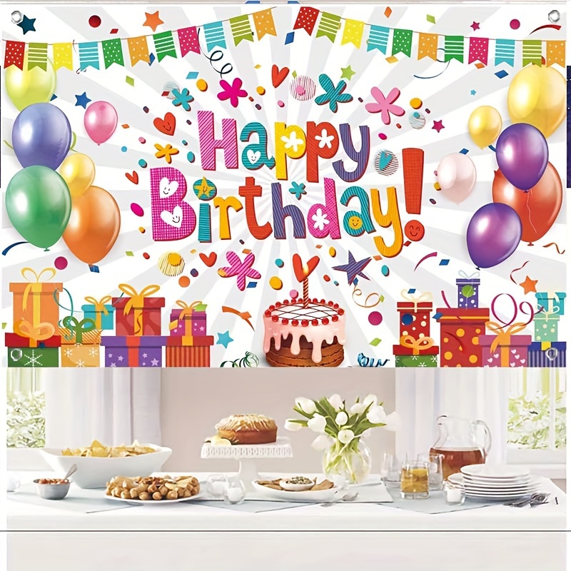  Pancarta colorida de feliz cumpleaños, 4 piezas de