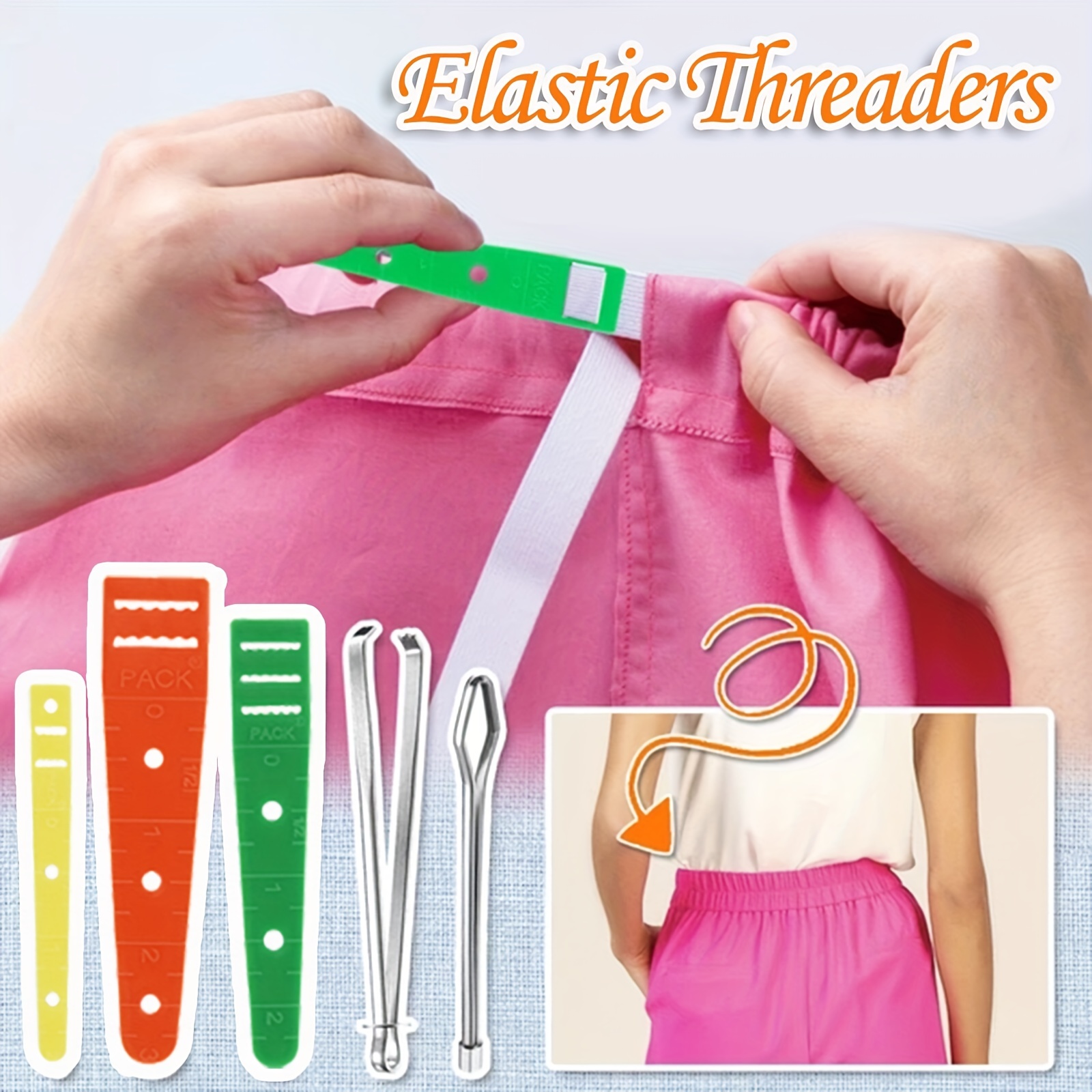 Drawstring Threader Tool Set Sewing Loop Flexible Long Drawstring Threader  Turner Hook Metal Tweezers for Knitting Pants Crafts