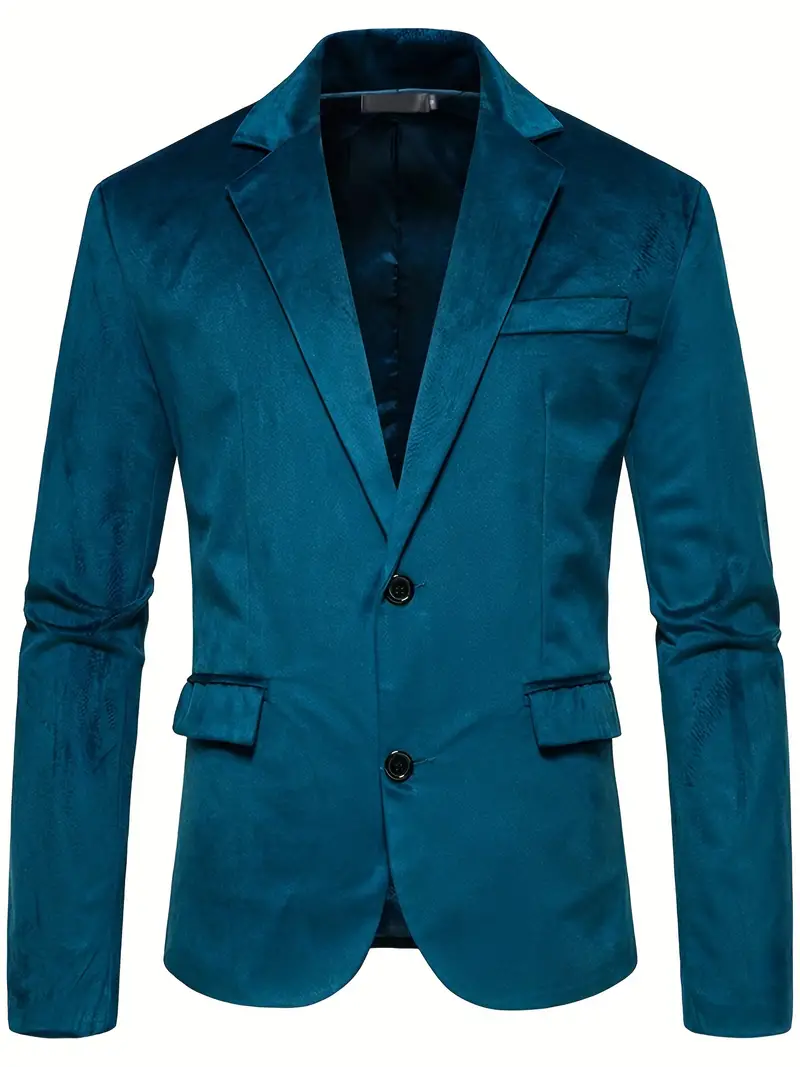 メンズ ソリッド カラー スリム クラシック ベルベット スーツ ジャケット、1 ボタン カジュアル 軽量 快適 ビジネス デイリー ブレザー  Temuで節約 Temu Japan