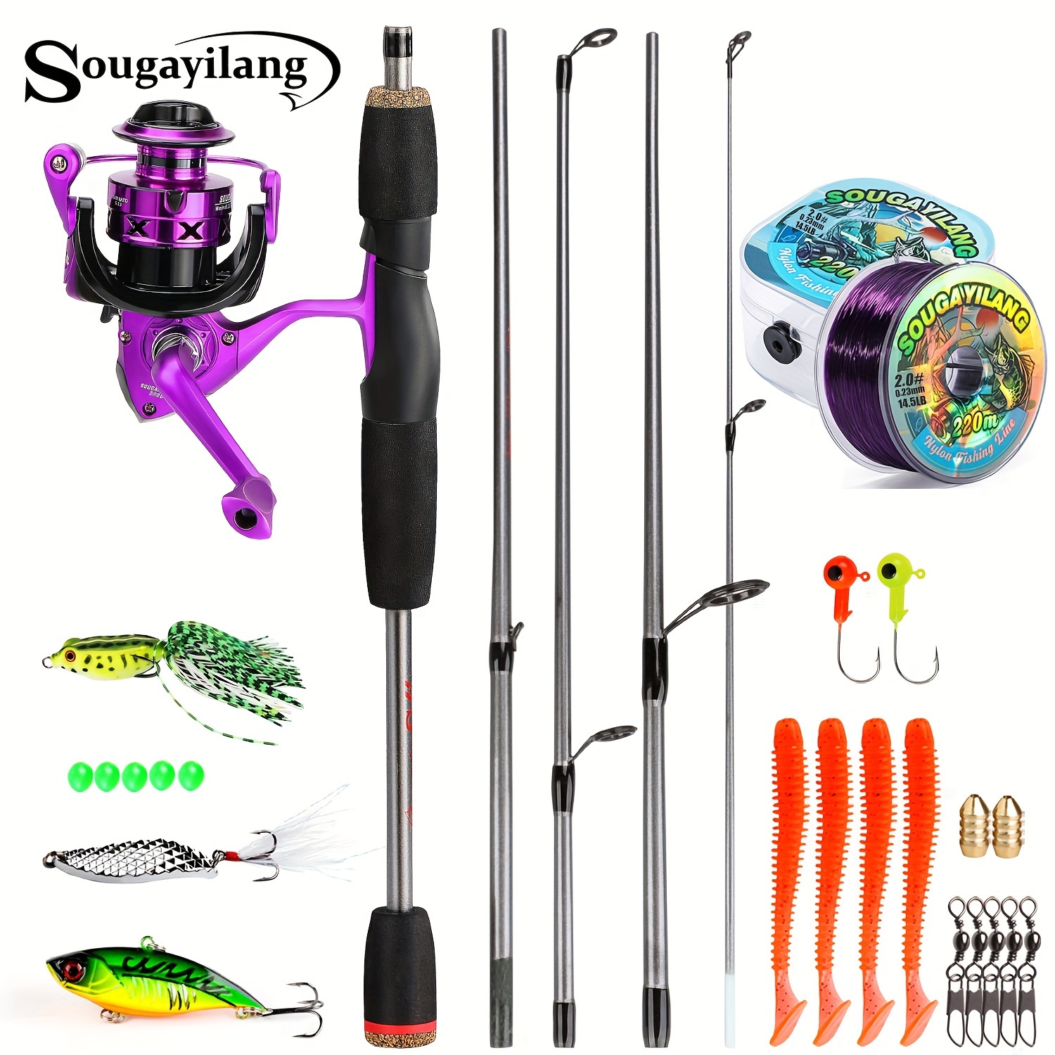 Sougayilang 4 section Spinning Fishing Rod And Reel Combo - Temu Australia