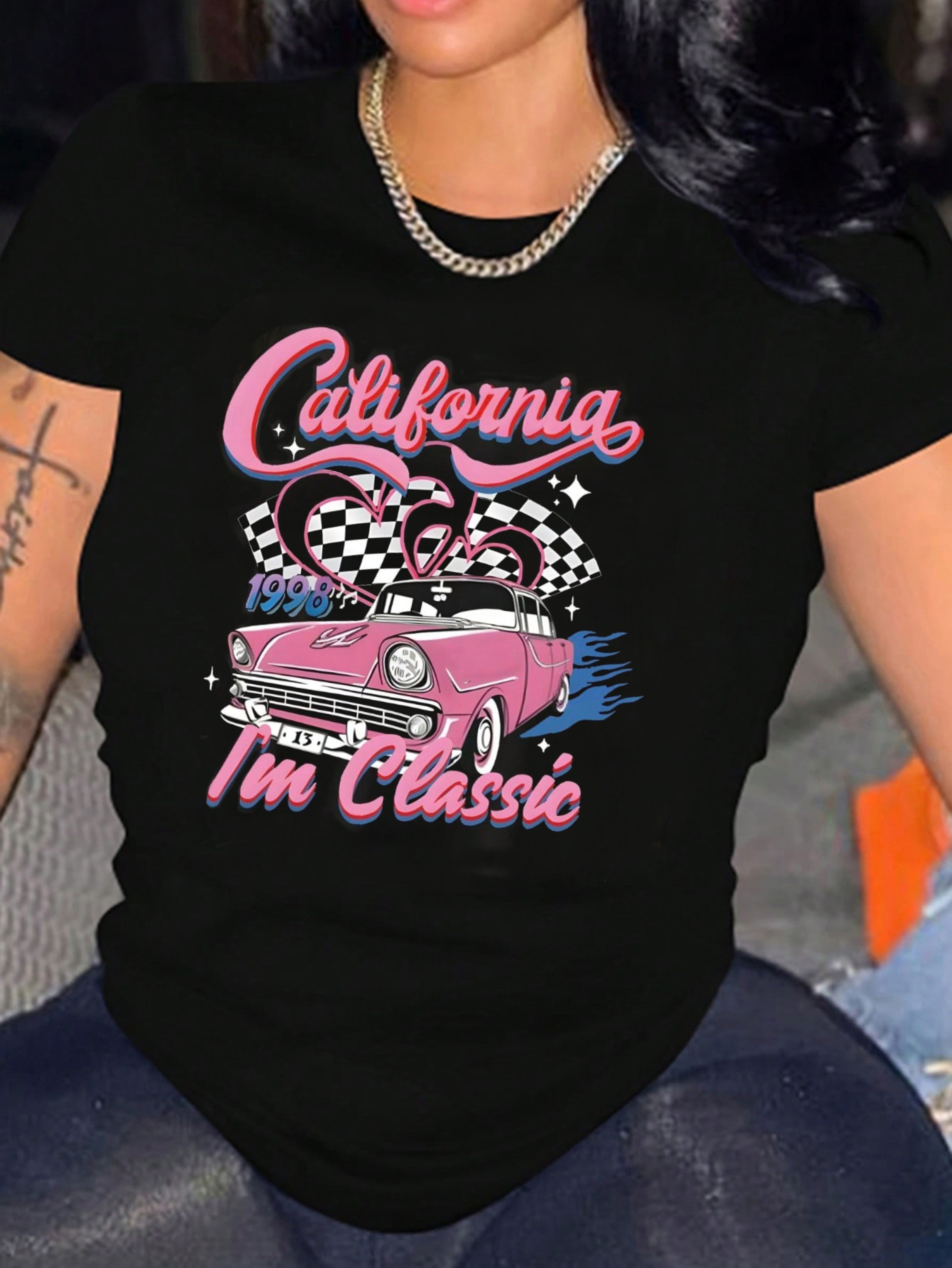 Camiseta Rosa Estampado Coche Niña Estampado california - Temu