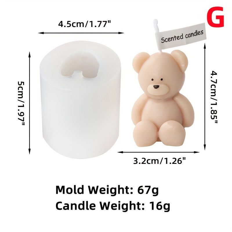 Bear Candle Mold, Silicone Candle Molds DIY Baby Bear Mold, 3D Teddy Bear  Silicone Fondant Soap Making Mold for Cake Baking Cupcake Topper Decoration