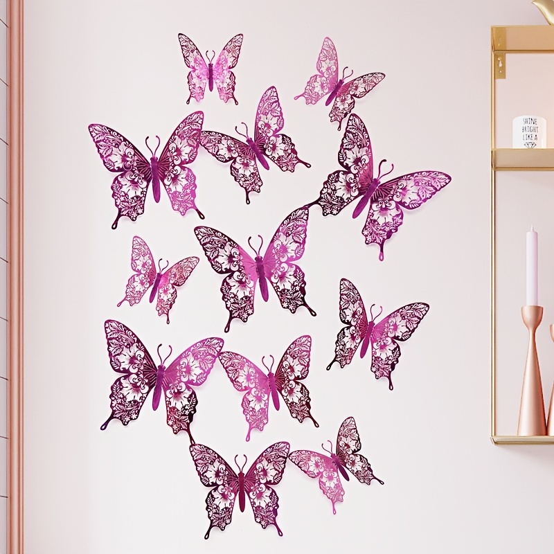 12pcs 3D Butterfly Stickers Butterfly Self adhesive Wall Stickers Wall Art Wall Sticker Decals For Room Home Nursery Decor