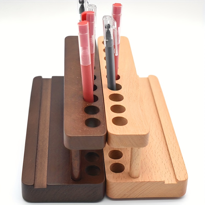 Solid Wood Pen Holder Pen Holder Mobile Phone Holder - Temu