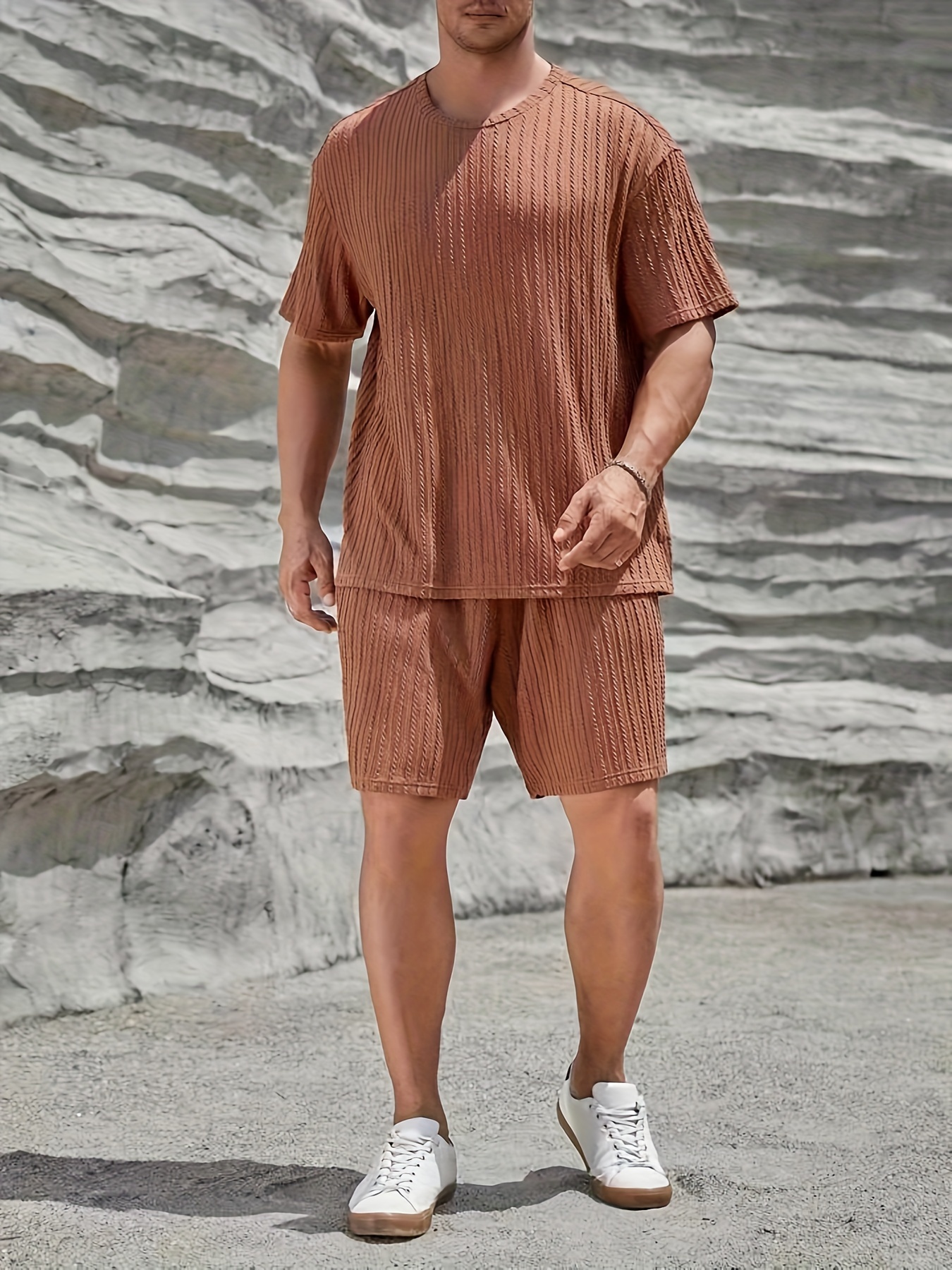 Men's Outfits Shirt Shorts Set Casual Short Sleeve Shirt - Temu Canada