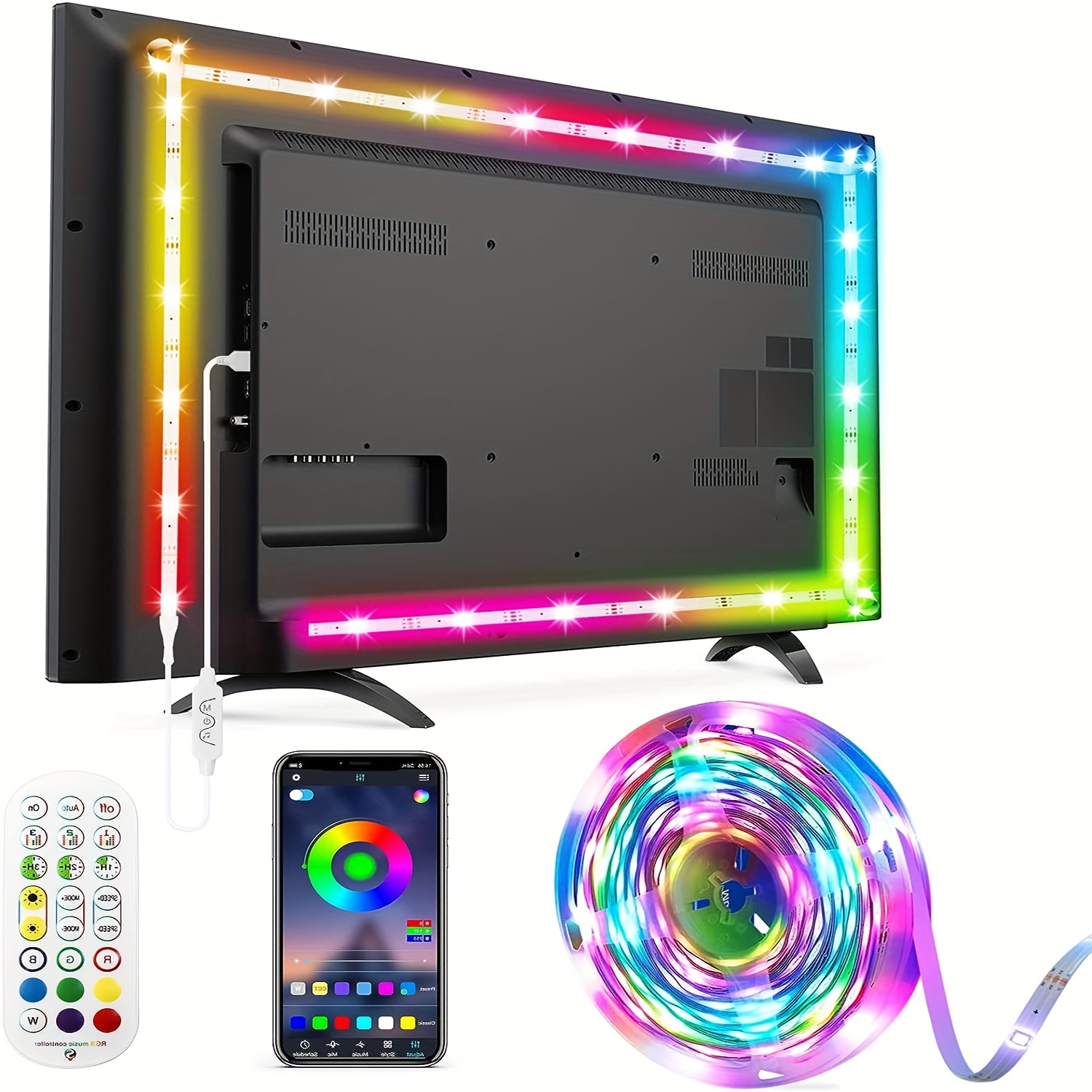 Teberno Tira LED TV, 3 metro RGB Luces LED Habitación, Retroiluminación de  TV U