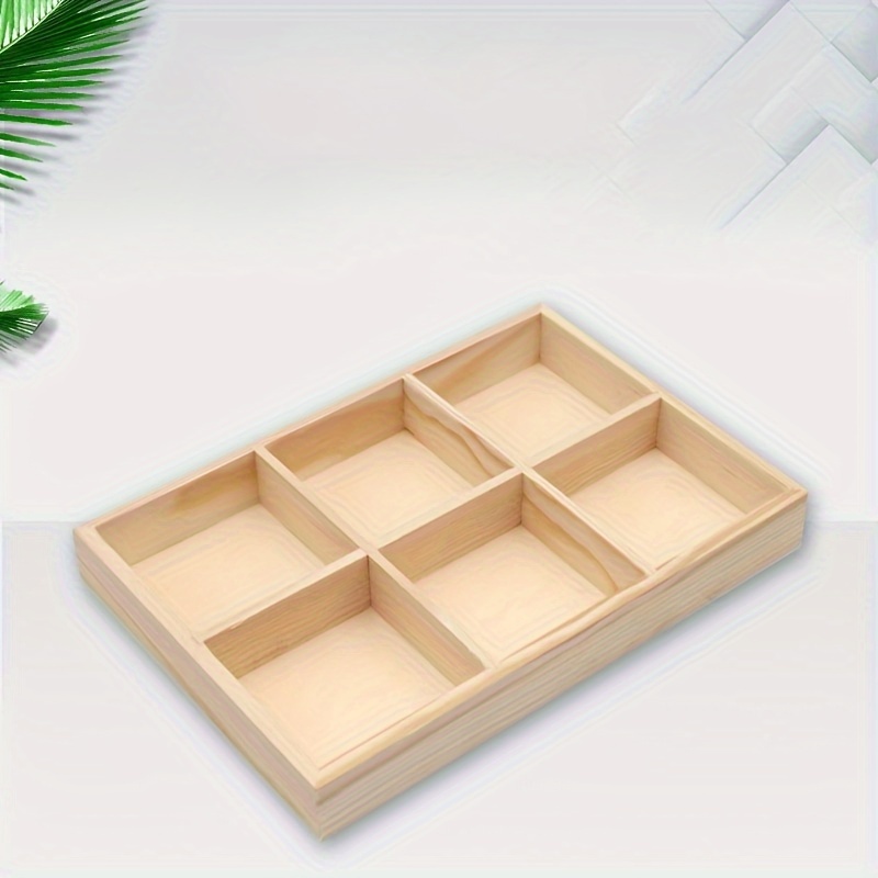

1pc Wooden Storage Box With 6 Compartments, Art Crayon Storage Box, Desktop Finishing Storage Accessories Box, Drawing Tool Box, Drawer Tray Box, Multipurpose Storage Supplies