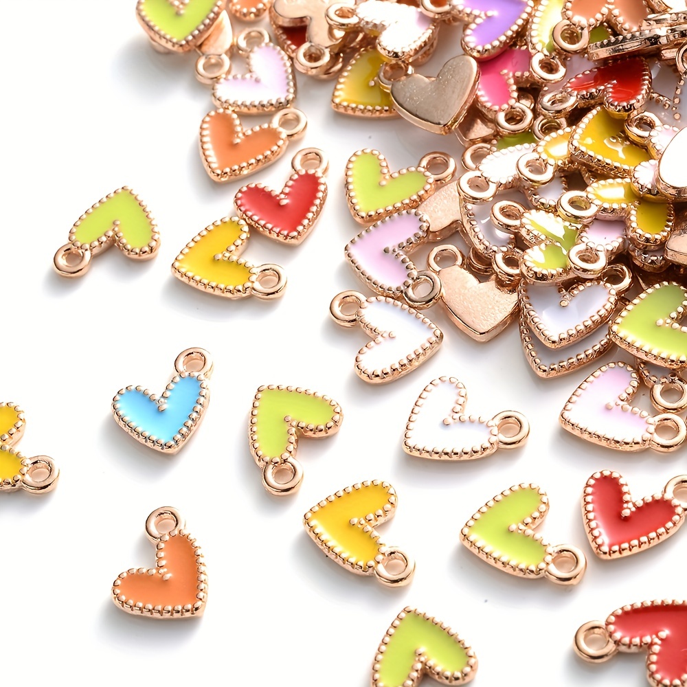 

30pcs Cute Love Heart Enamel Pendant Romantic Charms For Jewelry Making Earrings Bracelet Necklace Accessories Diy Findings Valentine's Day