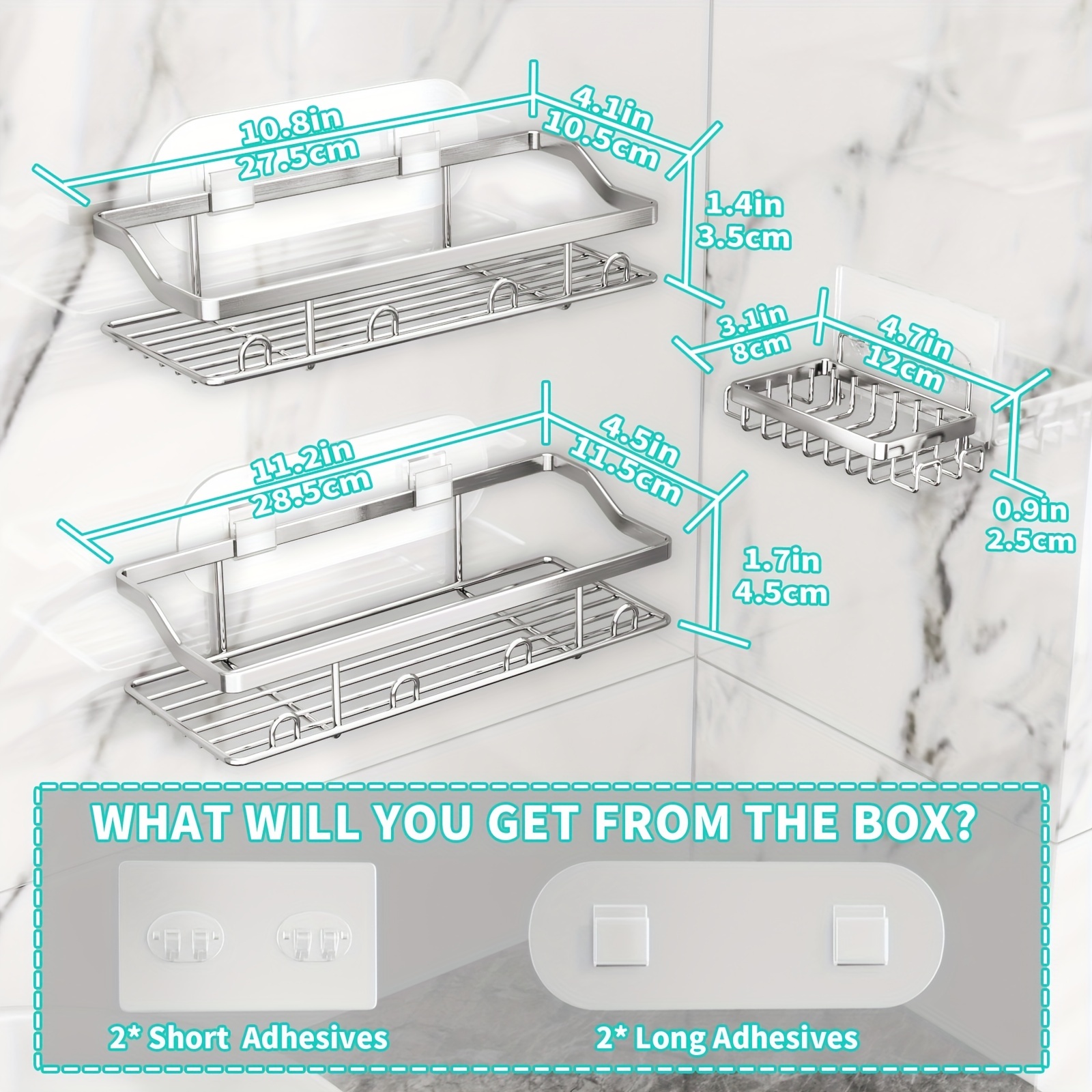 Organizador De Baño Ducha 3 Estantes Acero Inoxidable