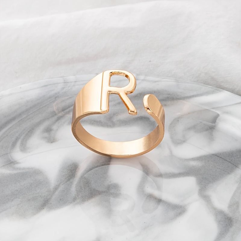 Simple Ring Flat Surface Letter Carving Plated Multi Type - Temu Canada