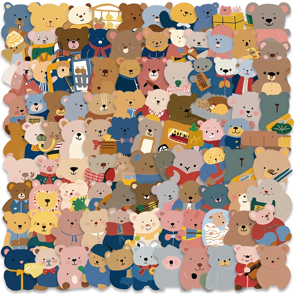 100pcs Cute Animal Stickers Pack For Children Kids Babies Bear Cartoon Decal  Fun