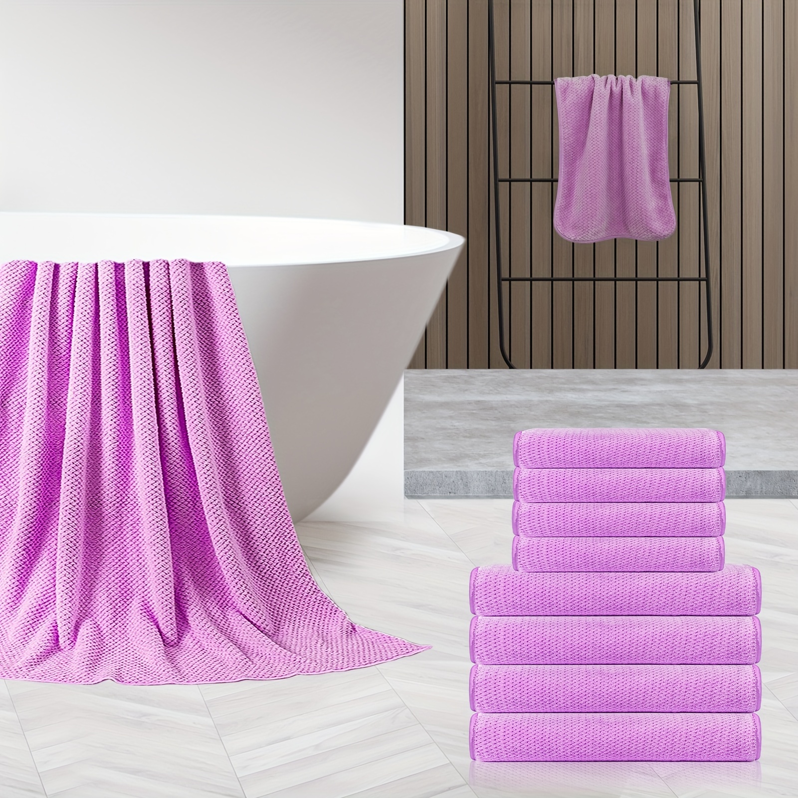 Solid Color Towel Set Household Microfiber Towel Soft Hand - Temu