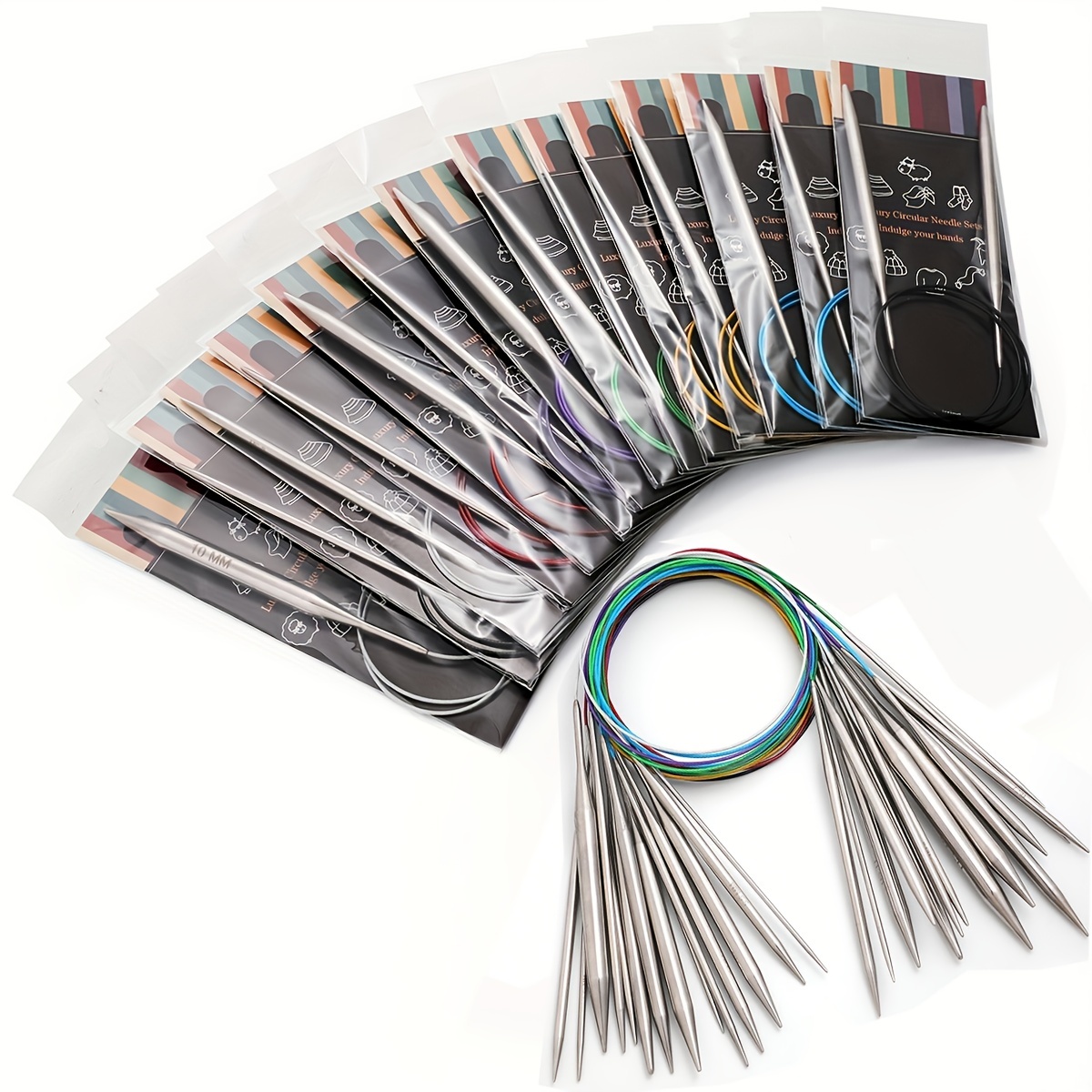 Stainless Steel Circular Needle Set Circular Knitting Needles Circular Yarn  Needles 2.25-10.0mm For DIY Hand Knitting Crafts