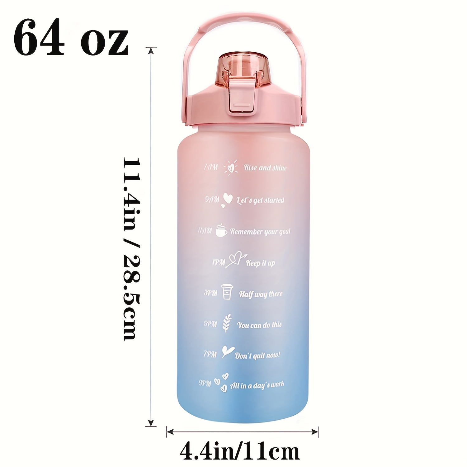 Botella de agua de 64 onzas con pajilla, botellas de agua motivacionales de  medio galón con tiempos …Ver más Botella de agua de 64 onzas con pajilla
