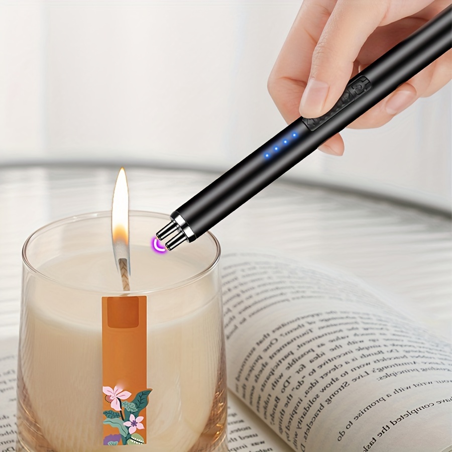 Encendedor de velas, encendedor eléctrico recargable por USB con pantalla  LED, cuello flexible de 360°, arco de plasma, resistente al viento, sin
