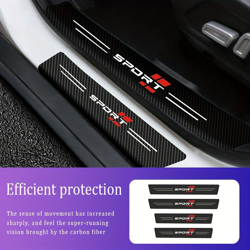 

4pcs Car Threshold Strip Waterproof Protection Strip Door Welcome Pedal Scratch Protection Strip Anti-collision Strip Suitable For All Models