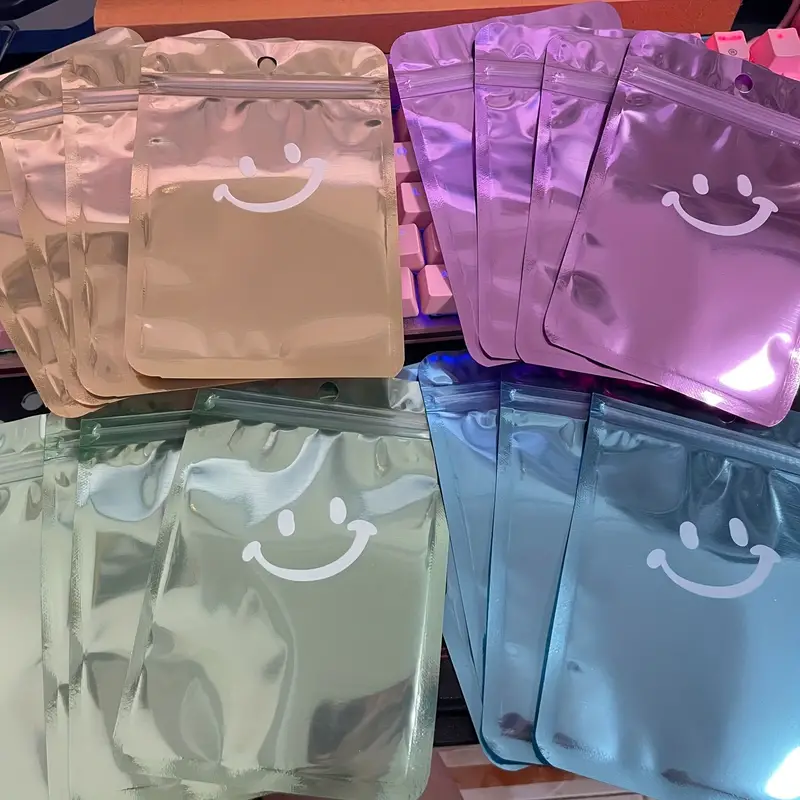 Cartoon Happy Face Transparent Aluminum Plated Storage Bag - Temu
