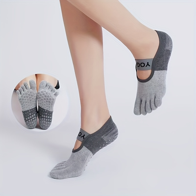 Women's Yoga Sport Non Slip Open Toes Socks Half Grip Heel - Temu